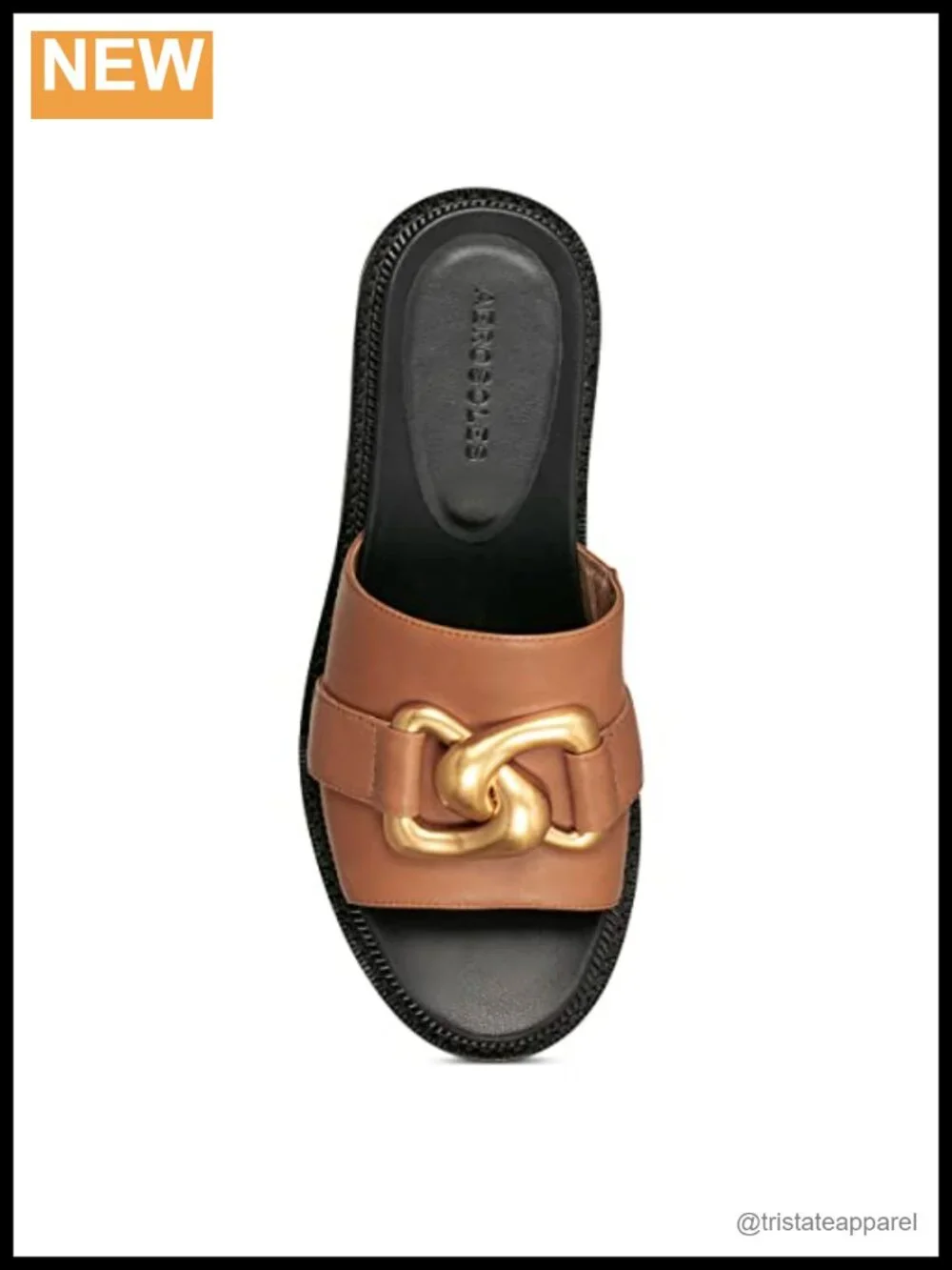 Aerosoles Lima Leather Slide Sandals Comfort Block Heel Buckle Casual